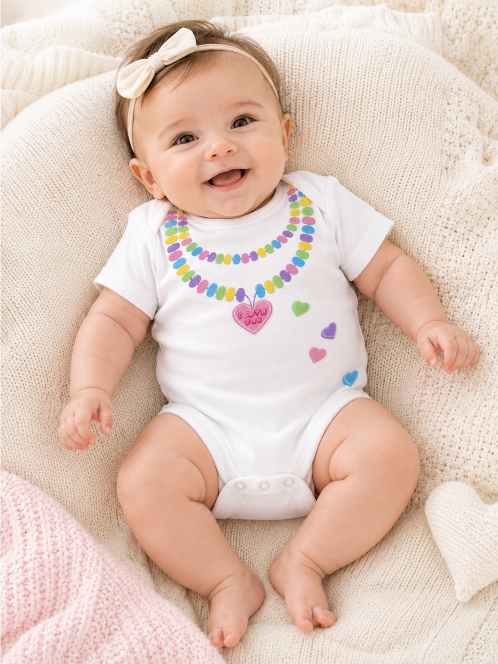 Target Baby‎ Onesie Valentines Day Candy Hearts Necklace Design 3-6 Months